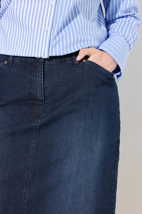 Produktbild Ulla Popken Jeansrock, Stretch, 5-Pocket-Schnitt, Schlitz vorne (62)
