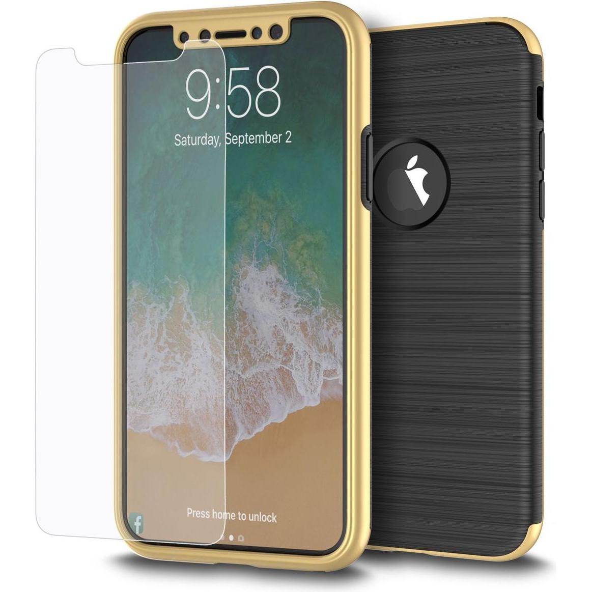 Thumbnail - König Design Apple iPhone X Hülle Case Handy Cover Schutz Tasche Schutzhülle Carbon Etui Gold (Apple iPhone X), Smartpho...