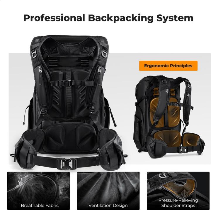 Actual product image K&F Concept Outdoor Backpack 30L Star Wander 04 (Black) (Photo backpack, 30 l)