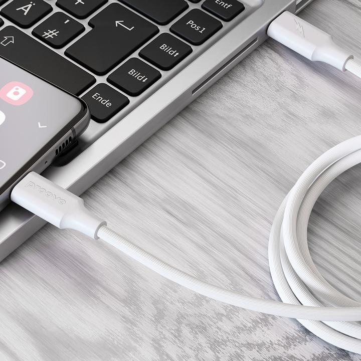 Actual product image Proove cable Striped Silicone USB-C - USB-C 1m 60W white (1 m, 60 W)