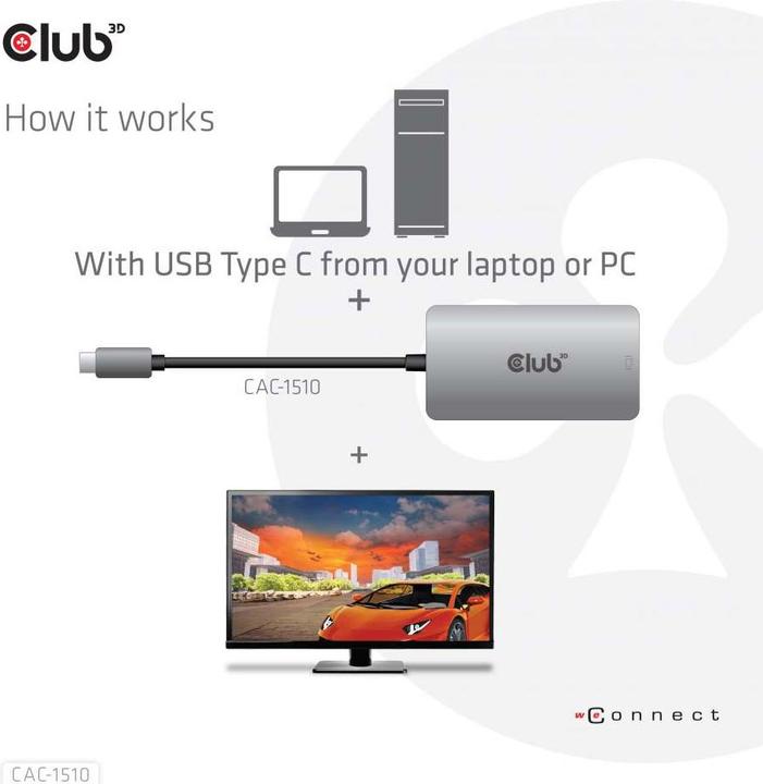 Actual product image Club 3D USB Typ-C zu (DVI, 24.50 cm)