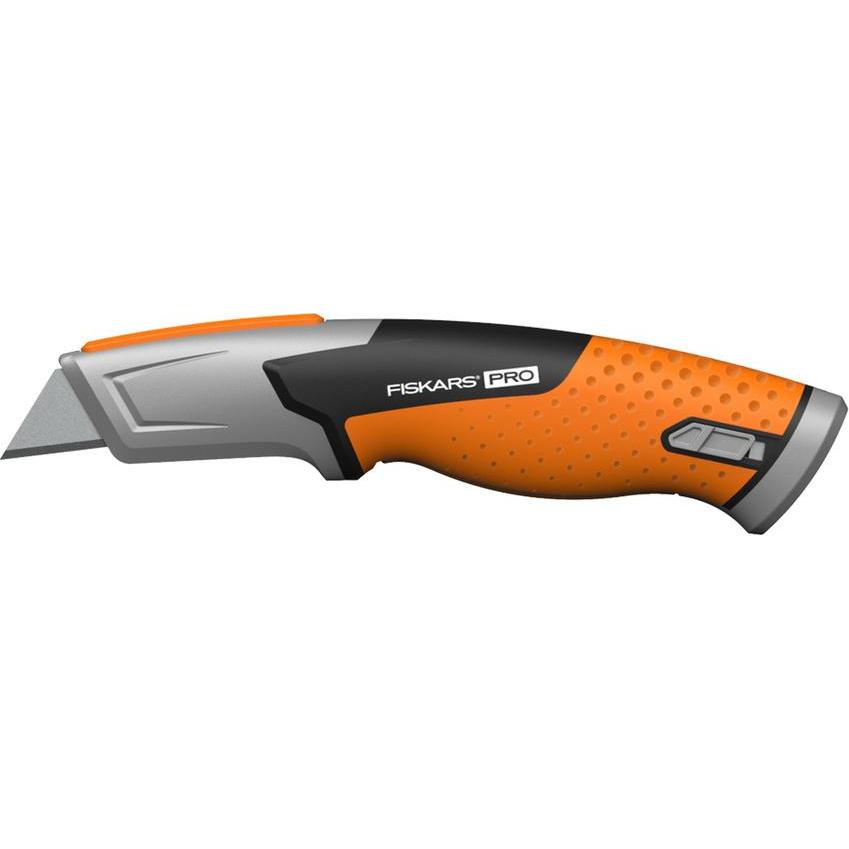 Fiskars, Cutter, Pro Sicherheits-Universalmesser mit einziehbarer Klinge, Länge 17,7 cm, Rostfreier Stahl/Kun (Cutter)
