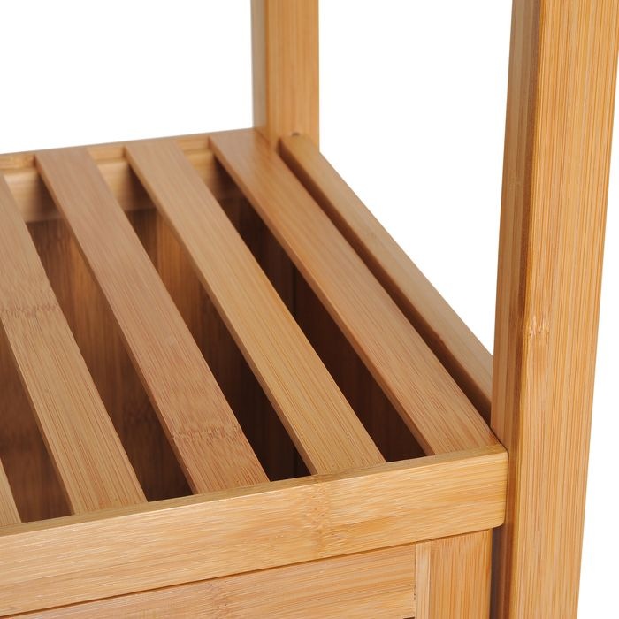 Actual product image Swisshandel24 Bathroom cabinet, 3 open compartments, bamboo, natural, 36 x 33 x 140 cm (36 x 33 x 140 cm)