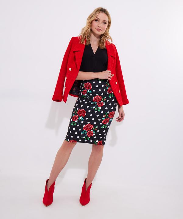 Actual product image Joe Browns Rose Print Polka Dot Pencil Skirt (38)