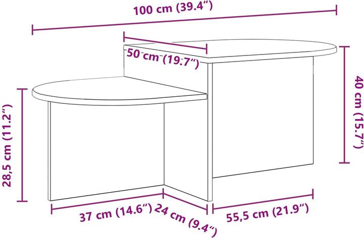 Image du produit vidaXL Couchtisch (100 x 50 x 40 cm)