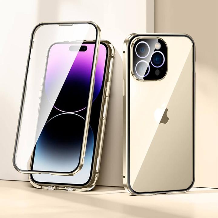 Actual product image Cover-Discount iPhone 15 Pro Max - Magnetic protective case with armoured glass gold (Apple iPhone 15 Pro Max)