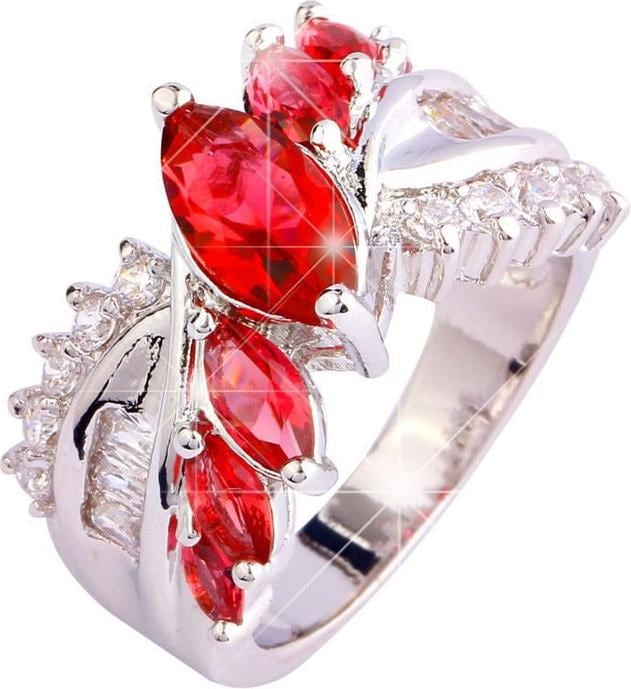 Produktbild Hermex versilberter Ring mit Ruby Spinel / Zirkonia - Gr. 55/ Size 7 (7, 55, 925 Silber)