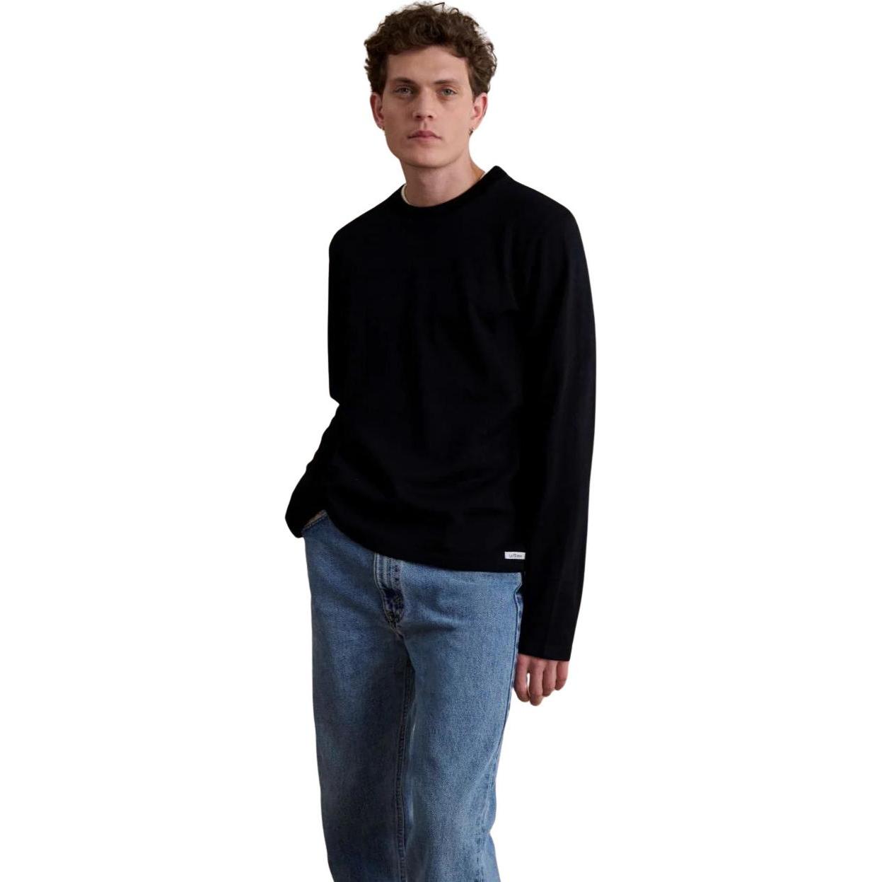 Le Minor, Herren, Shirt, T-Shirt mit langen Ärmeln aus Merinowolle e minor, Schwarz, (L)