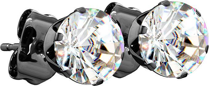 Immagine prodotto Star Piercing Orecchini a perno neri con cristallo rotondo in argento (senza ottone, Acciaio chirurgico 316L)