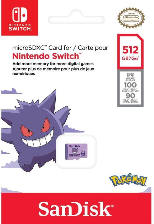 Actual product image SANDISK Nintendo Pokemon Ectoplasm (512 GB, microSDXC, U3, UHS-I)