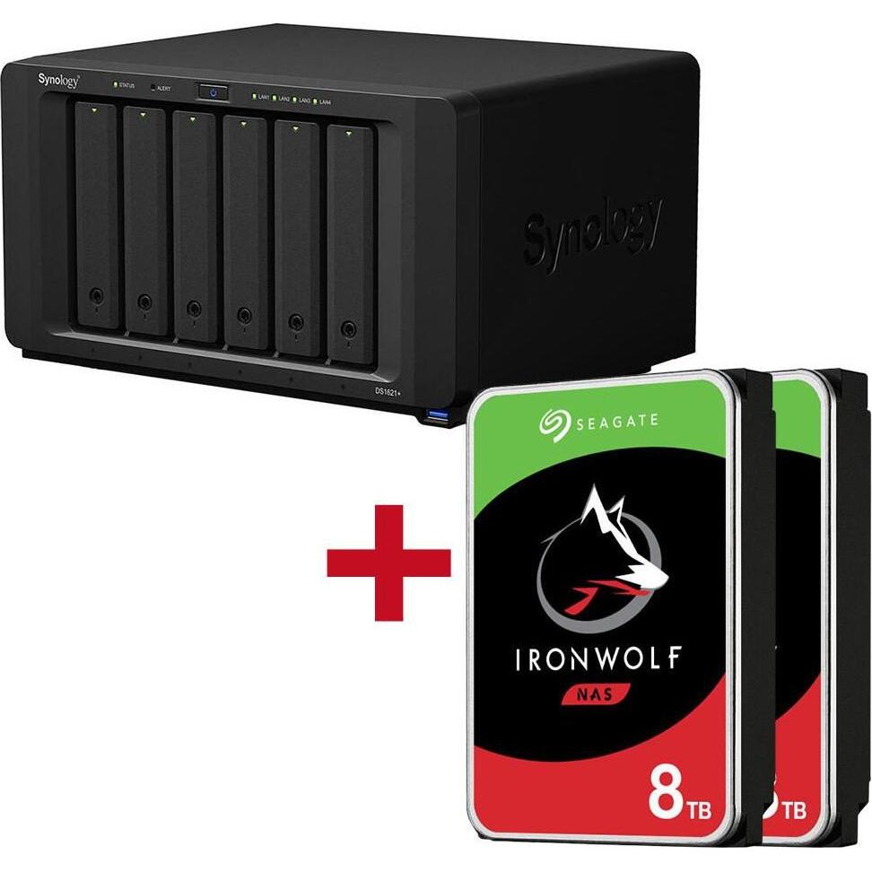 Synology DiskStation DS1621+ 6 Einschübe NAS-Server Leergehäuse + 16TB Seagate Ironwolf SATA 3.5"" H