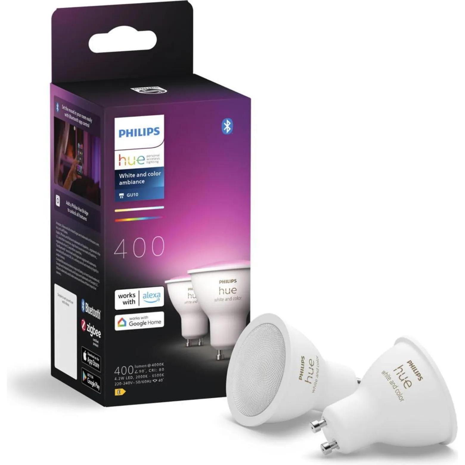 Philips Hue, Leuchtmittel, LED Lampe (GU10, 4.20 W, 400 lm, 2 x, E)