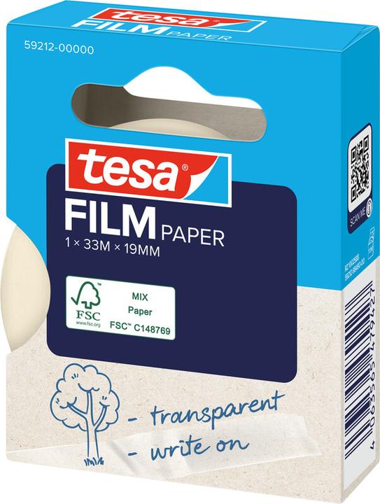 Produktbild tesa tesafilm Papier Klebeband 33m 19mm 1 Rolle Faltschachtel (19 mm)