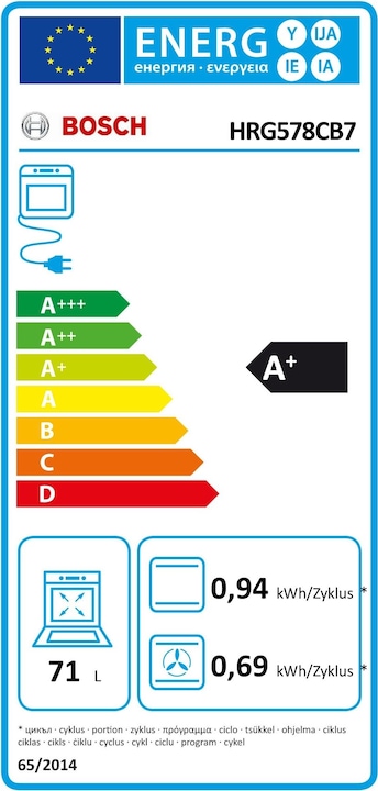 Label énergétique Bosch Hausgeräte Série 6 HRG578CB7