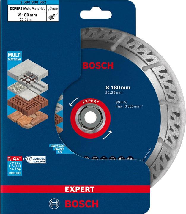 Produktbild Bosch Professional Zubehör EXPERT MultiMaterial Diamanttrennscheiben, 180 x 22,23 x 2,4 x 12 mm