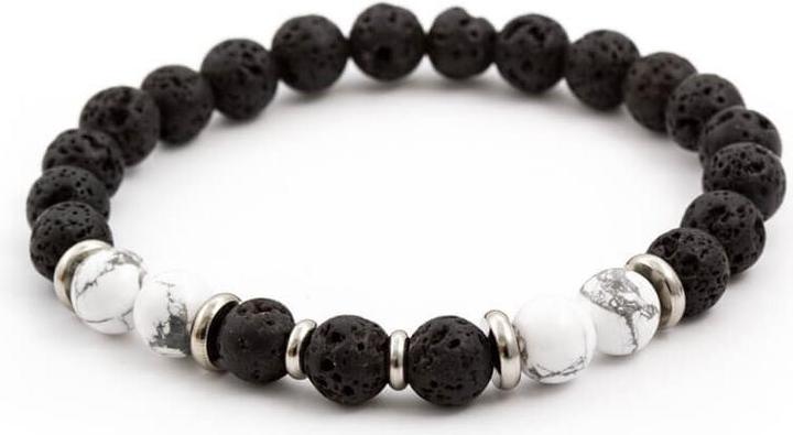 Produktbild Beneto Beaded bracelet made of lava stone and howlite MINK62 - Length: 17 cm (L) (17 cm, Howlite, Lava Stein)