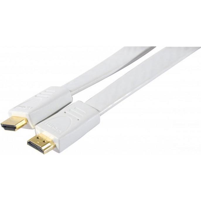 Exertis Connect High Speed HDMI Flachkabel, vergoldete Stecker, HDMI St. A / St. A, weiß, 1,0 m Flaches weißes HDMI (1 m...