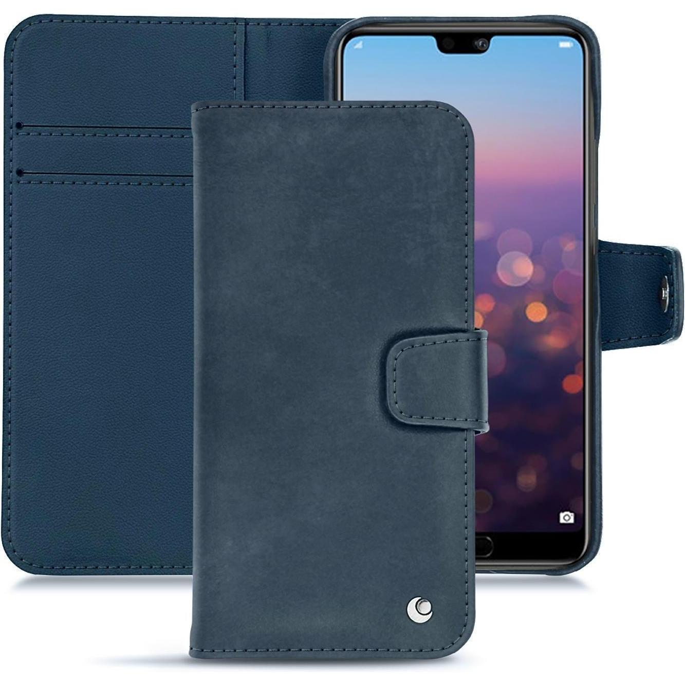 Noreve Lederschutzhülle Wallet (Huawei P20), Smartphone Hülle, Blau
