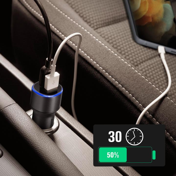 Actual product image Samsung Dual car quick charger 2x 15W incl. 2-in-1 data cable