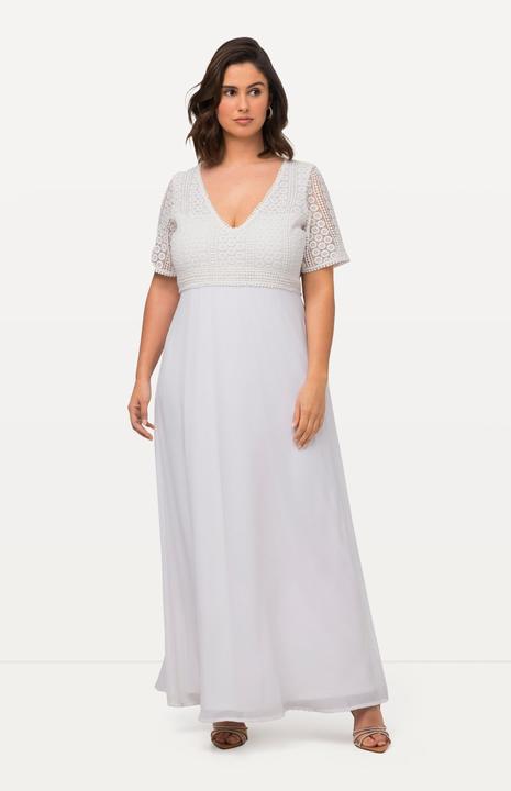 Produktbild Ulla Popken Brautkleid, Boho-Style, A-Linie, V-Ausschnitt, Halbarm (44)