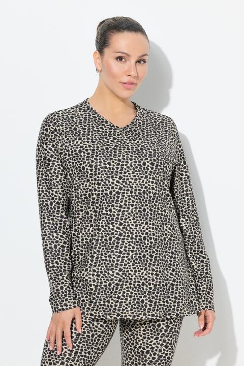 Produktbild Ulla Popken Ski-Funktionsshirt, Leomuster, V-Ausschnitt, Langarm (58)