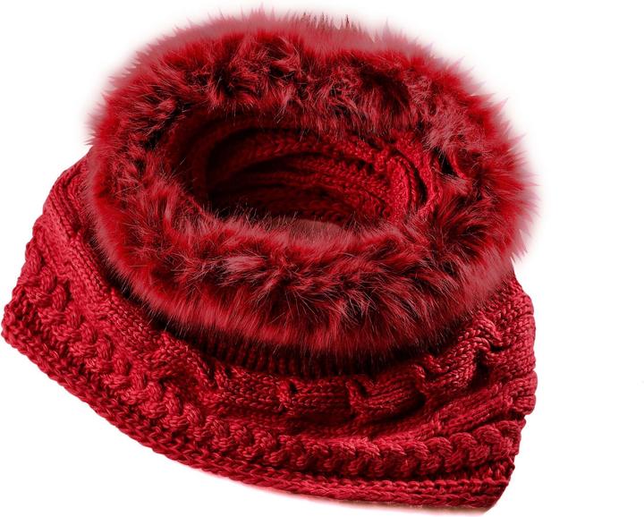 Image du produit Loop-Schal mit Kunstpelz, bordeaux