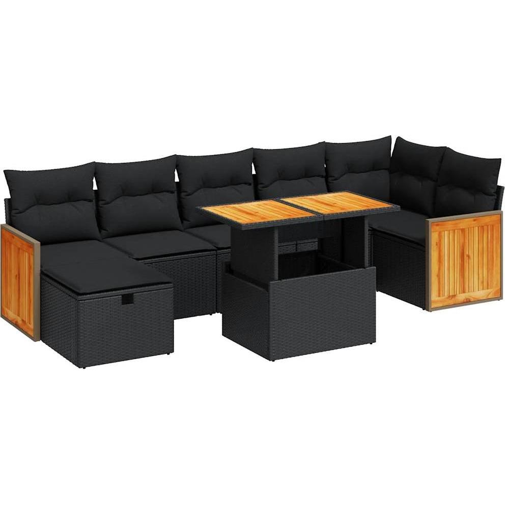 VidaXL, Gartenlounge, 5-tlg. Garten-Sofagarnitur mit Kissen Schwarz Poly Rattan
