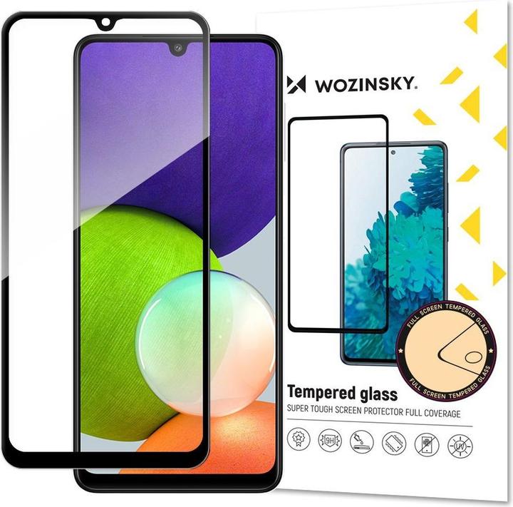 Actual product image Wozinsky Tempered Glass Full Glue Super Tough Screen Protector Full Coveraged with Frame Case Friend (1 pcs., Samsung Galaxy A22)
