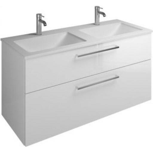 burgbad, Badmöbelset, Eqio Mineralguss-Doppelwaschtisch inklusive Waschtischunterschrank, Breite 1220 mm
