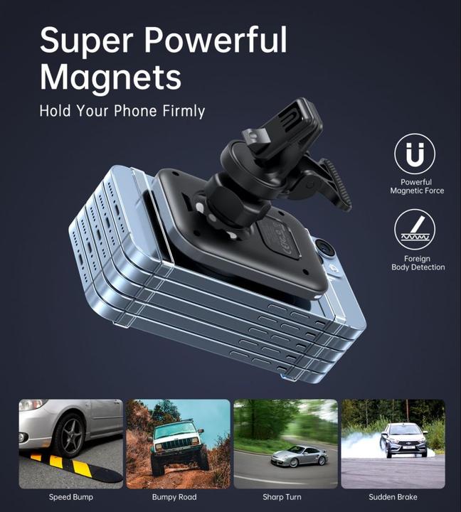 Actual product image Choetech T206-F car holder with inductive charger up to 15W - black