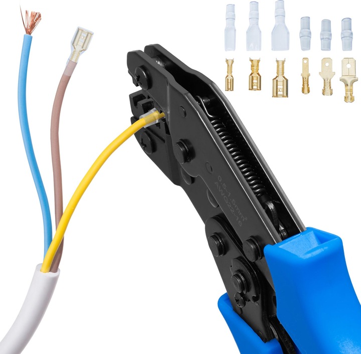 Immagine prodotto tectake Crimpatrice a filo, utensile per tagliare il filo, pinza per crimpare (195 mm)