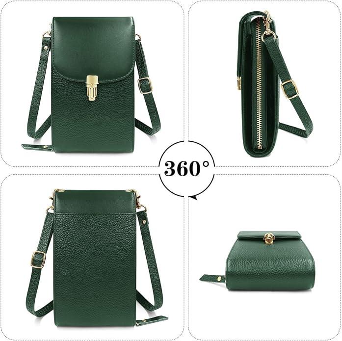 Immagine prodotto Only-Bags.Store Custodia per cellulare in vera pelle, borsa a tracolla, borsa a spalla, 8 scomparti per carte di