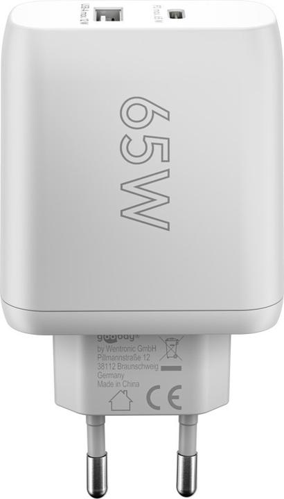 Produktbild Goobay USB-C PD Dual-Schnellladegerät 65 W weiss (65 W, 2 Ports)