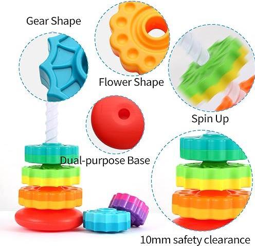 Immagine prodotto Activity Board Giocattoli rotanti impilabili - Torre Arcobaleno, giocattolo rotante impilabile per bambini