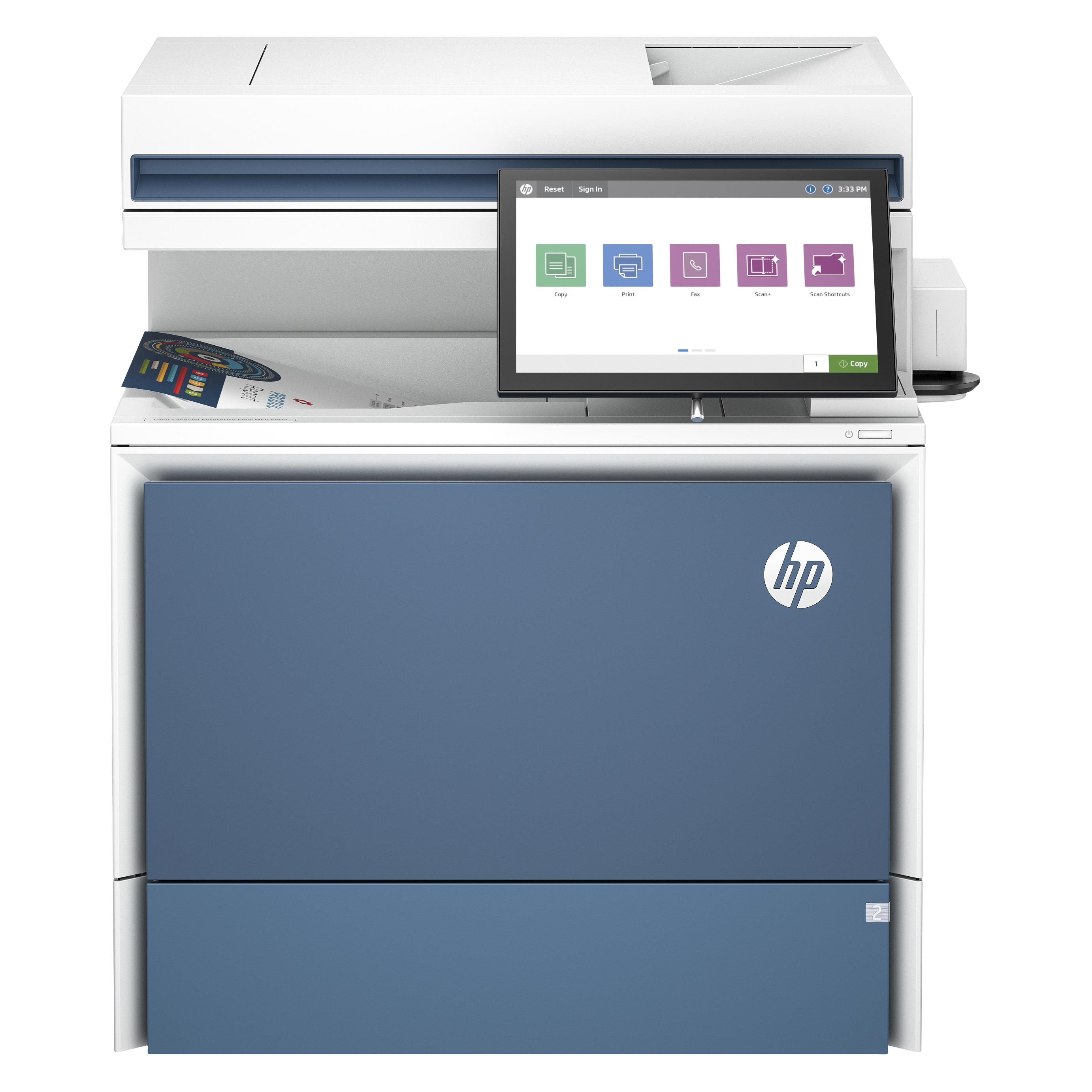 HP Color LaserJet Enterprise Flow MFP 5800zf (Laser), Drucker, Weiss