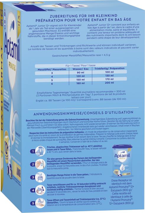 Nährwerte und Zutaten Aptamil Pronutra (1200 g, ab 12 Monaten)