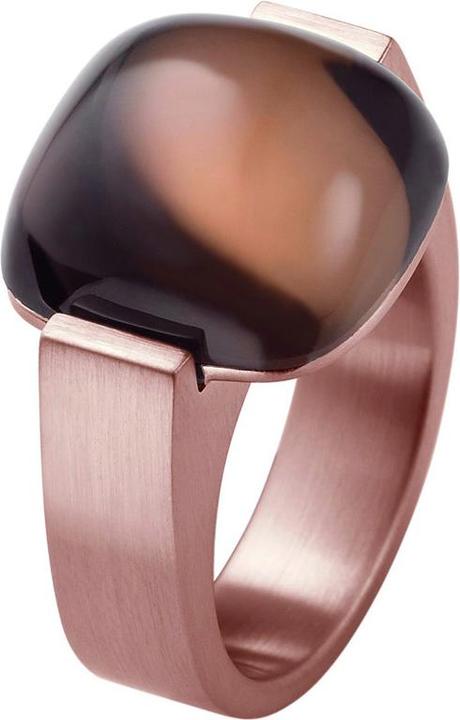 Produktbild Xen Ring mit 15x15mm grossen Rauchquarz Cabochon rosè vergoldet (49)