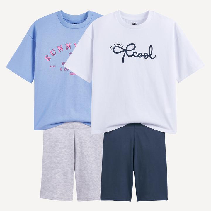 Produktbild La Redoute Collections Doppelpack Oversize-Pyjashorts mit Aufschrift (128)