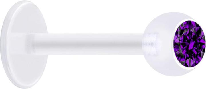 Image du produit Star Piercing Micro Labret transparent avec boule et cristal violet (sans laiton, Matières plastiques)