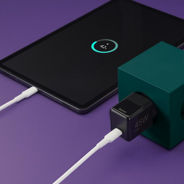 Produktbild Hama Schnellladegerät, USB-C, PD/QC/GaN, Super-Mini-Charger, 45 W, Schwarz (45 W)