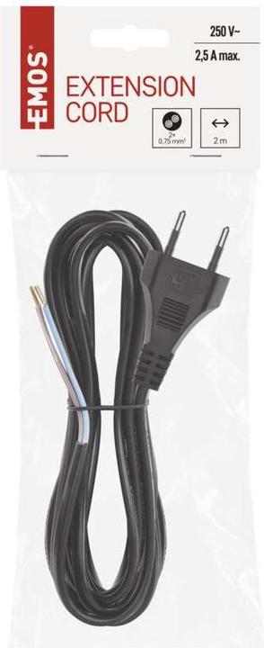 Produktbild Emos Netzkabel PVC 2x 0,75mm2, 3m, schwarz (3 m)