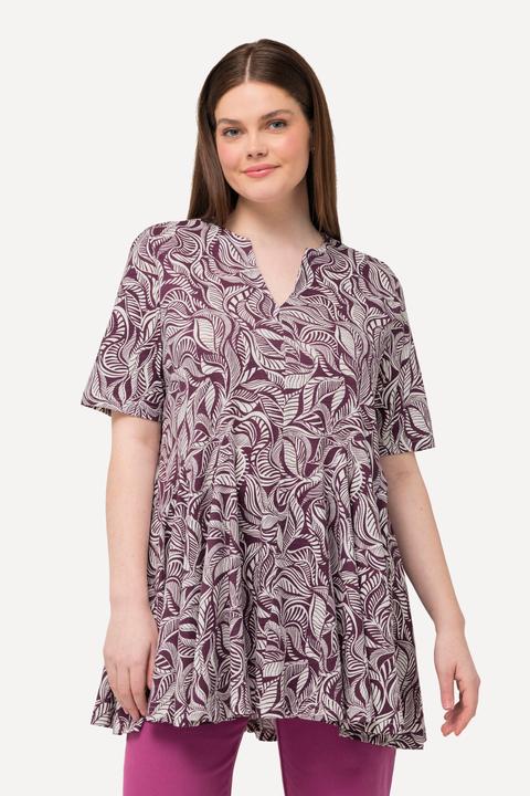 Image du produit Ulla Popken T-shirt long en coton bio, col tunisien et manches courtes (50, 52)