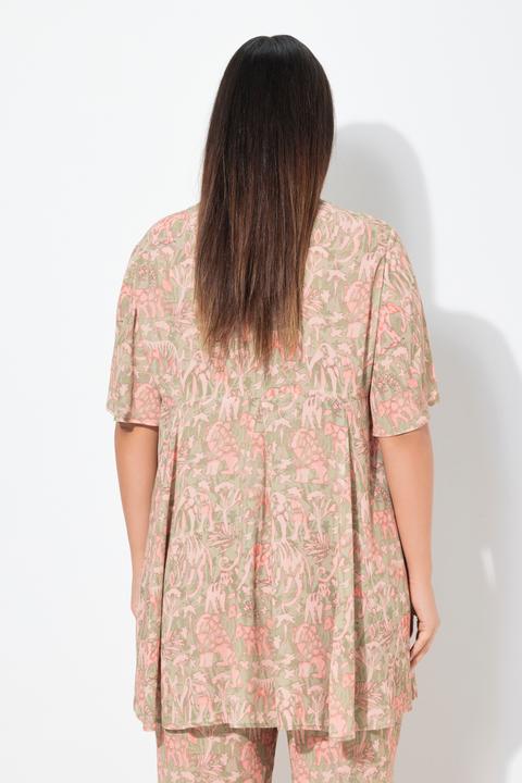 Produktbild Ulla Popken Bluse, Tiermuster, A-Linie, Carré-Ausschnitt, Halbarm (46, 48)