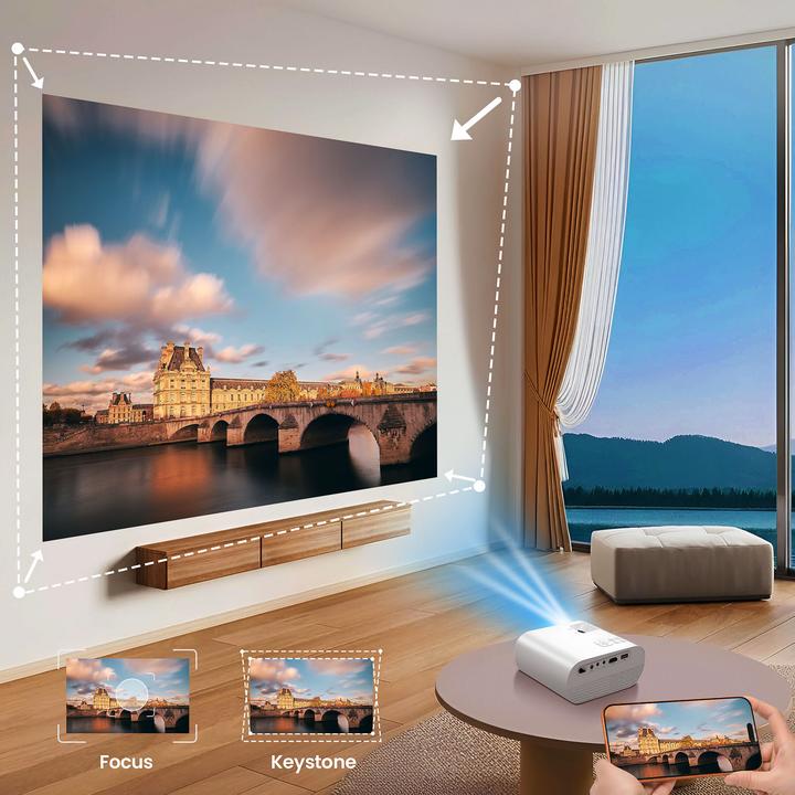 Actual product image Hoco Headphone with microphone projector Wi-Fi Bluetooth 720P DT1 white (HD ready, 140 lm)