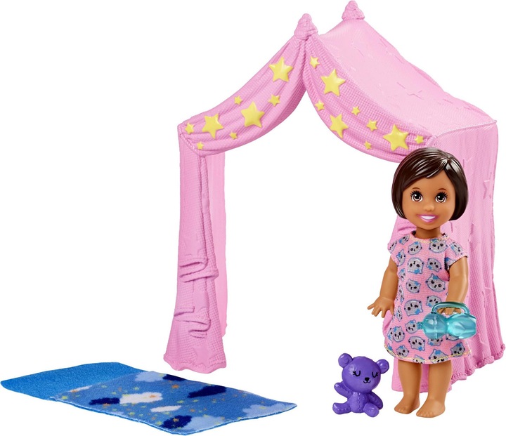 Produktbild Barbie Skipper Babysitters Inc. Schlafenszeit-Spielset mit Kleinkind-Puppe, Zelt und Schlafsack