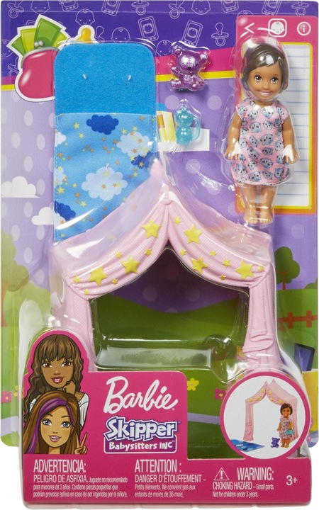 Produktbild Barbie Skipper Babysitters Inc. Schlafenszeit-Spielset mit Kleinkind-Puppe, Zelt und Schlafsack
