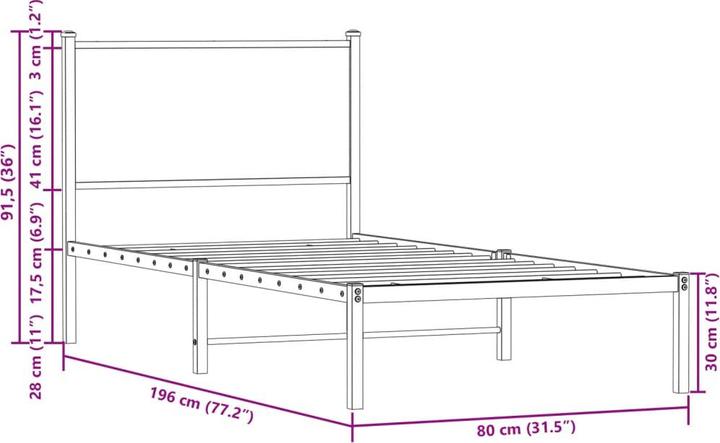 Immagine prodotto VidaXL Struttura letto con testiera (180 x 200 cm)