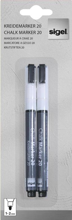 Sigel Artverum Kreidemarker (Weiss, 2 mm, 2 x)