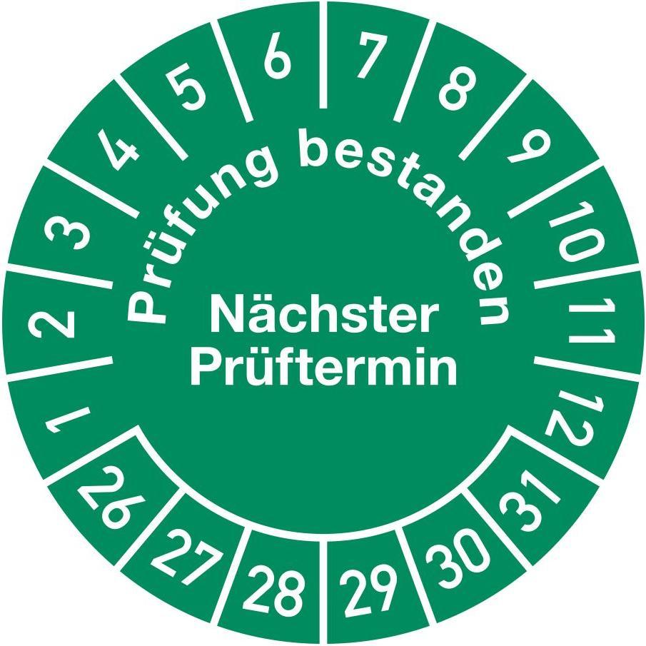 Moedel Mehrjahresprüfplakette Ø 30 mm Prüfung bestanden 26-31 Folie (106770)