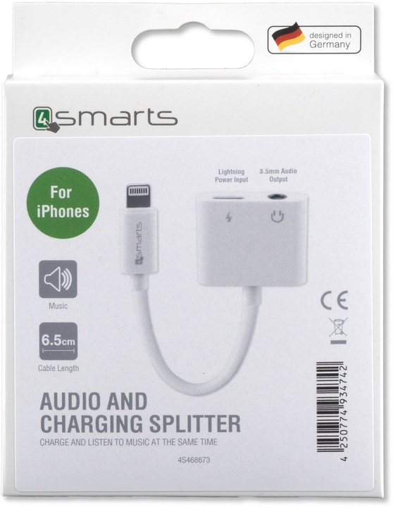 Produktbild 4smarts Audio and Charging Splitter (Lightning, 3.5mm Buchse, Lightning)